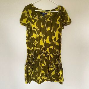 French Connection Printed Drawstring Waist Mini Shirt Dress Size 10